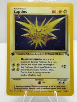 1st Edition Zapdos 15/62 Base Set Rare NM WOTC 1999 Pokemon Clean - Image 1