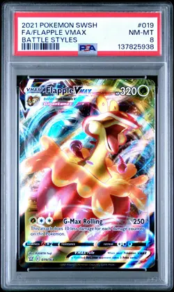 2021 POKEMON SWORD & SHIELD BATTLE STYLES #019 FULL ART/FLAPPLE VMAX PSA 8 - Image 1