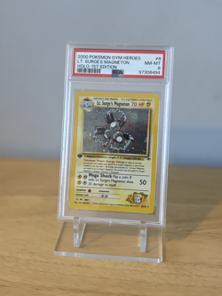LT SURGE'S MAGNETON 8/132 1ST EDITION - PSA 8 - POKEMON GYM HEROES HOLO WOTC - Image 1