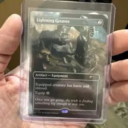 MTG Foil Lightning Greaves Borderless Fallout Secret Lair NM - Image 1