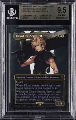 2025 MTG: FINAL FANTASY BORDERLESS SURGE FOIL #0210 CLOUD, EX SOLDIER BGS 9.5 - Image 1