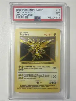 Pokemon PSA 7 Zapdos 016/102 Base Set (Shadowless) Holo - Image 1