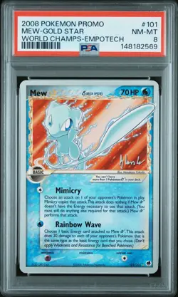 Pokemon 2008 World Championships Mew Non-Holo Gold Star Delta Species PSA 8 - Image 1