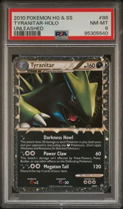 2010 HGSS Pokemon Tyranitar Prime Unleashed Holo Ultra Rare #88 PSA 8 - Image 1