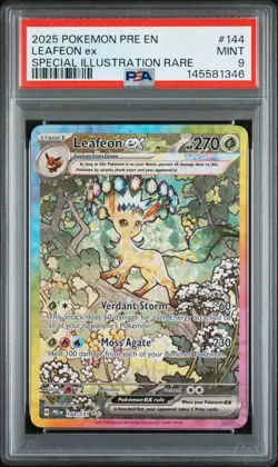 2025 Pokemon Pre En LEAFEON Ex Special Illustration RARE- PSA Graded Mint 9 #144 - Image 1