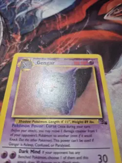 1999 Pokemon Fossil Gengar 20/62 Rare MP Unlimited WOTC Vintage Non Holo Rare - Image 2