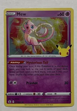 Pokemon Celebrations Mew 011/025 Holo Rare 25th Anniversary NM - Image 1