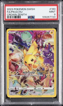 2023 POKEMON SWORD & SHIELD CROWN ZENITH #160 FULL ART/PIKACHU PSA 9 - Image 1