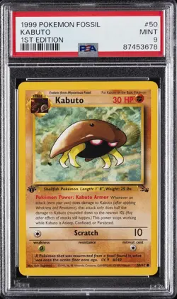 1999 POKEMON FOSSIL 1ST ED #50 KABUTO PSA 9 - Image 1