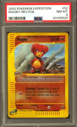 Pokemon Expedition Reverse Holo Foil Magby 17/165 PSA 8 - Image 1