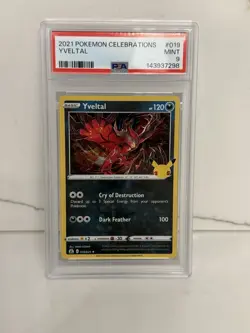 2021 POKEMON CELEBRATIONS #019 YVELTAL PSA 9 HOLO - Image 1