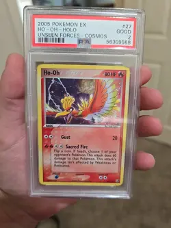 2005 Pokemon Ex HO OH Holo Unseen Forces Psa 2 - Image 1