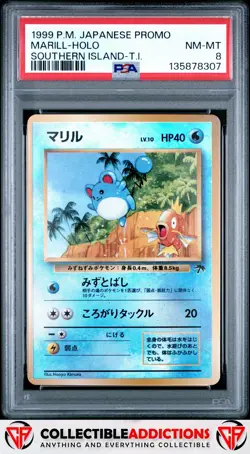 1999 Pokemon Japanese Promo Marill Holo Southern Island-T.I. PSA 8 - Image 1
