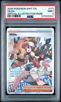 2025 POKEMON WHT EN-WHITE FLARE #171 HILDA SPECIAL ILLUSTRATION RARE PSA 9 - Image 1
