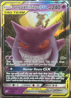 Pokemon TCG Gengar & Mimikyu GX Sm-Team Up Holo Ultra Rare 53/181 240HP - Image 1
