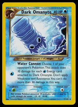 Pokemon Card - Dark Omanyte Neo Destiny 37/105 Uncommon - Image 1