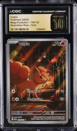 2025 POKEMON MEGA EVOLUTIONS ILLUSTRATION RARE HOLO #138 VULPIX CGC 10 PRISTINE - Image 1