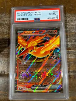 POKEMON 2025 Destined Rivals ROCKET'S MOLTRES EX #031 PSA 10 Gem Mint - Image 1