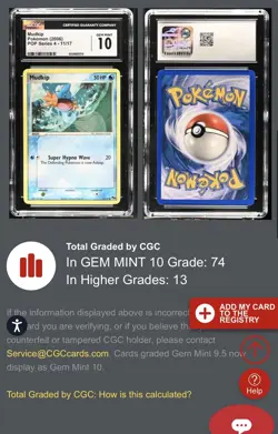 🌟LOW POP🌟2006 Pokemon TCG English POP Series 4 MUDKIP 11/17 CGC 10 GEM MINT - Image 3