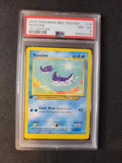 2002 Pokemon Neo Destiny 74 Mantine 1st Edition PSA 8 WoTC - Image 1