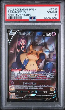 2022 POKEMON S&S BRILLIANT STARS #TG16 FA/MIMIKYU V BRILLIANT STARS - PSA 10 - Image 1