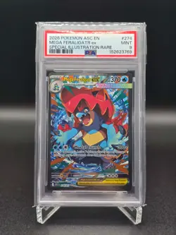 2026 Pokemon ASC EN #274 Mega Feraligatr EX Special Illustration Rare PSA 9 - Image 1