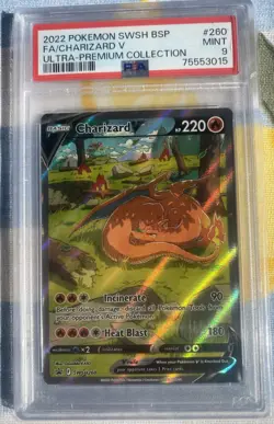 PSA 9 Charizard V SWSH260 2022 Pokemon Full Art Ultra Premium Collection - Image 1