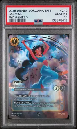2025 Disney Lorcana EN 9 JASMINE FEARLESS PRINCESS ENCHANTED PSA 10 #240 - Image 1