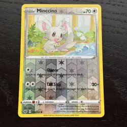 Minccino 145/202 Pokemon Sword & Shield Base Set Reverse Holo Common Card NM - Image 1