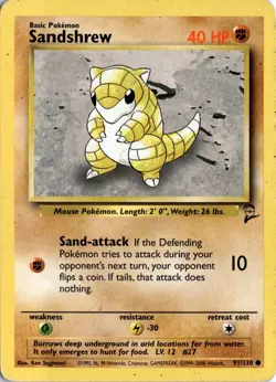 Sandshrew 091/130 Base Set 2 Pokemon Card TCG - Image 1