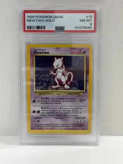1999 POKEMON GAME MEWTWO HOLO 10 PSA 8 - Image 1