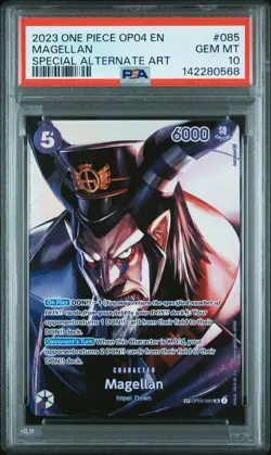 2023 ONE PIECE OP04-KINGDOMS OF INTRIGUE SPECIAL ALTERNATE ART MAGELLAN PSA 10 - Image 1