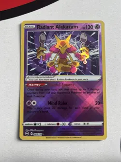 Pokemon Alakazam TCG Radiant Rare Silver Tempest Holo Card #059/195 NM Condition - Image 1