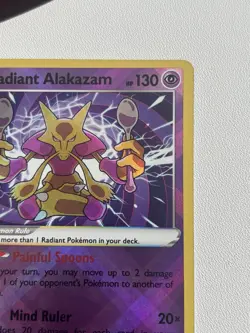 Pokemon Alakazam TCG Radiant Rare Silver Tempest Holo Card #059/195 NM Condition - Image 2