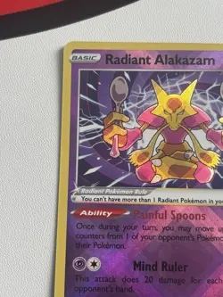 Pokemon Alakazam TCG Radiant Rare Silver Tempest Holo Card #059/195 NM Condition - Image 3