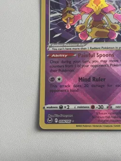 Pokemon Alakazam TCG Radiant Rare Silver Tempest Holo Card #059/195 NM Condition - Image 5