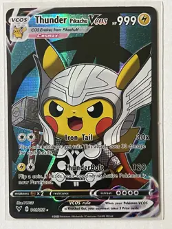 Deadpool Pikachu & Thunder Pikachu (Thor) Card VCOS Fan Art NM 2 Card Lot Marvel - Image 3