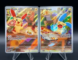 Plusle 193/182 + Minun 194/182 Paradox Rift Connecting Art Card Lot NM - Image 1