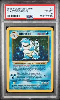 1999 POKEMON BASE SET UNLIMITED #2 BLASTOISE-HOLO PSA 6 - Image 1