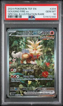 2024 POKEMON TEF EN-TEMPORAL FORCES #204 GOUGING FIRE EX PSA 10 - Image 1
