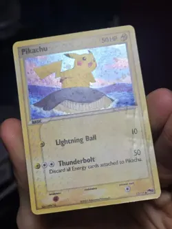 Pokemon TCG Pikachu 12/17 PopSeries 5 Holo Bleed Inverted Back Error W/Swirl DMG - Image 2