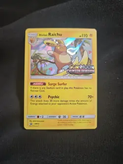 Rare Pokemon TCG Alolan Raichu SM72 Prerelease Promo Sun & Moon Crimson Invasion - Image 1