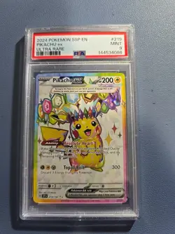 2024 Pokemon Ssp En-Surging Sparks #219 Pikachu Ex Ultra Rare PSA 9 - Image 1