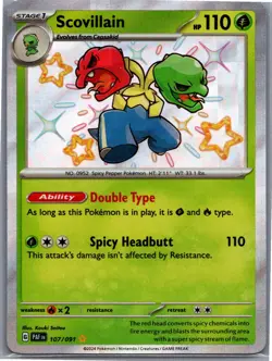 Scovillain 107/091 Shiny Rare Paldean Fates Pokemon NM - Image 1