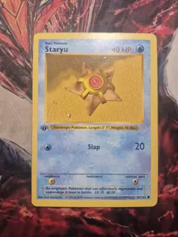 1st Edition Shadowless Staryu 65/102 Base Set Pokemon Card WOTC 1999 MP - Image 1