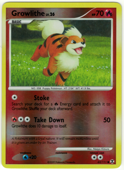 Growlithe 63/111 Reverse Holo LMP Pokemon Card HQ Scan - Image 1