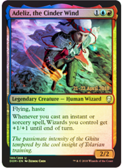 ADELIZ, THE CINDER WIND PRERELEASE FOIL DOMINARIA PROMO MTG MAGIC UNPLAYED NM - Image 1