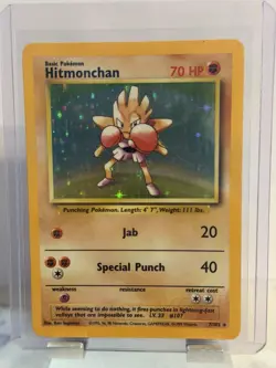 Hitmonchan 7/102 Base Set Rare Holo Pokemon Card WOTC 1999 - Near Mint - Image 1