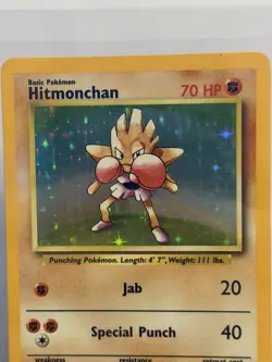 Hitmonchan 7/102 Base Set Rare Holo Pokemon Card WOTC 1999 - Near Mint - Image 5