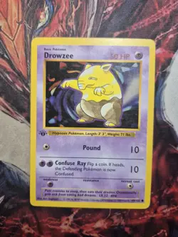 Pokemon 1st Edition Base Common Drowzee 49/102 - Moderate Play (MP) - Image 1